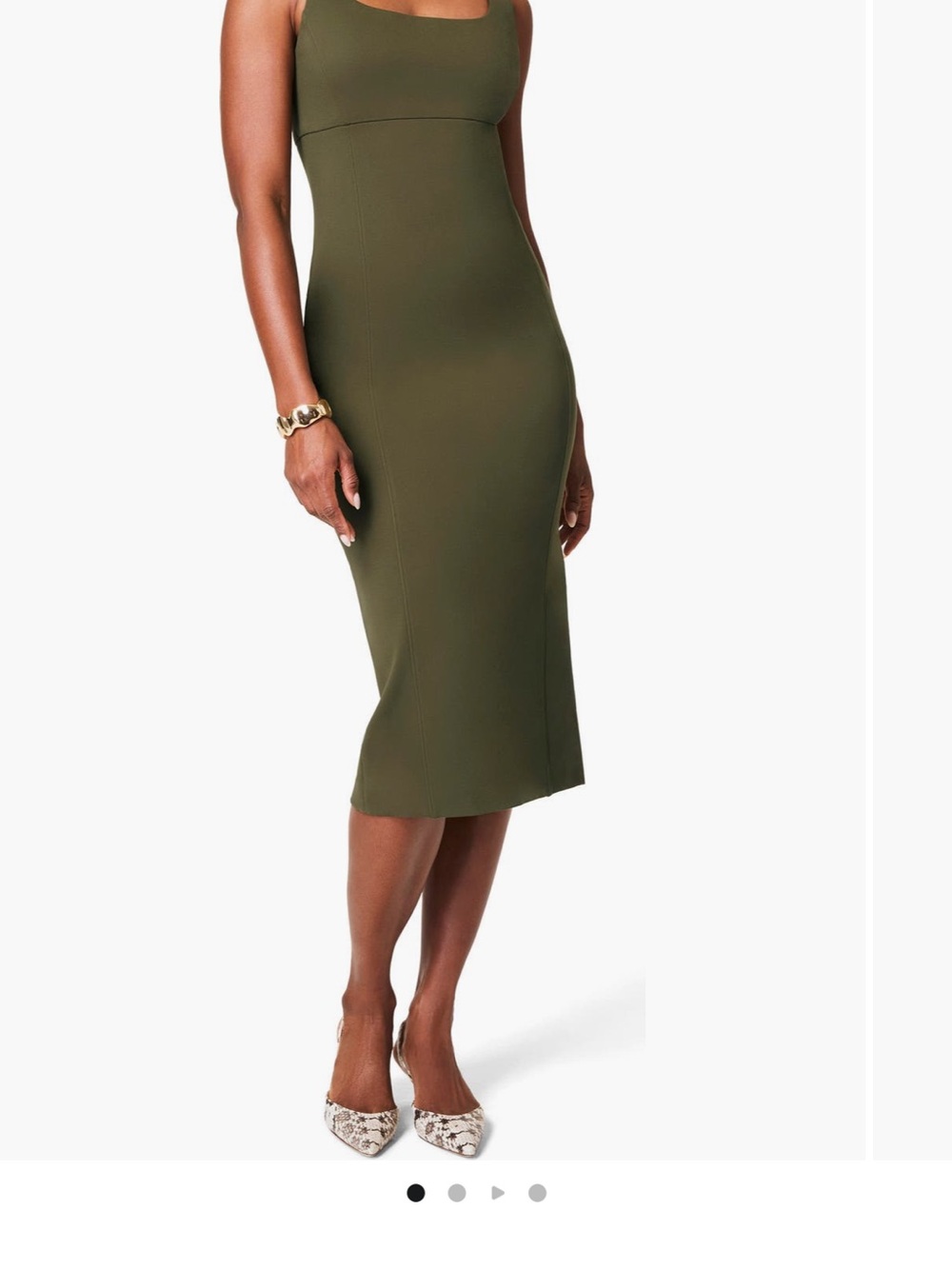 SPANX Olive Tank Midi Dress with Square Neck